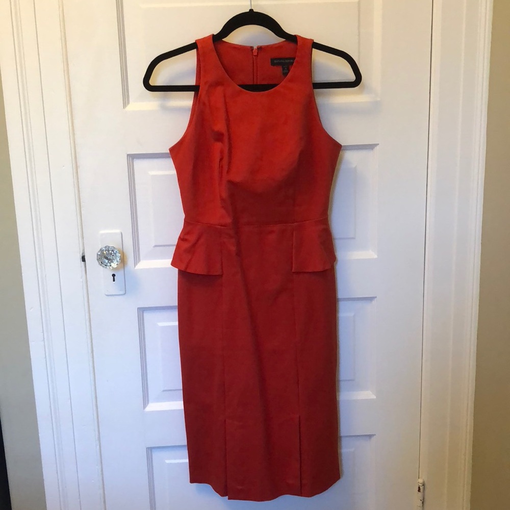 Banana Republic, Red Peplum Dress, 4P